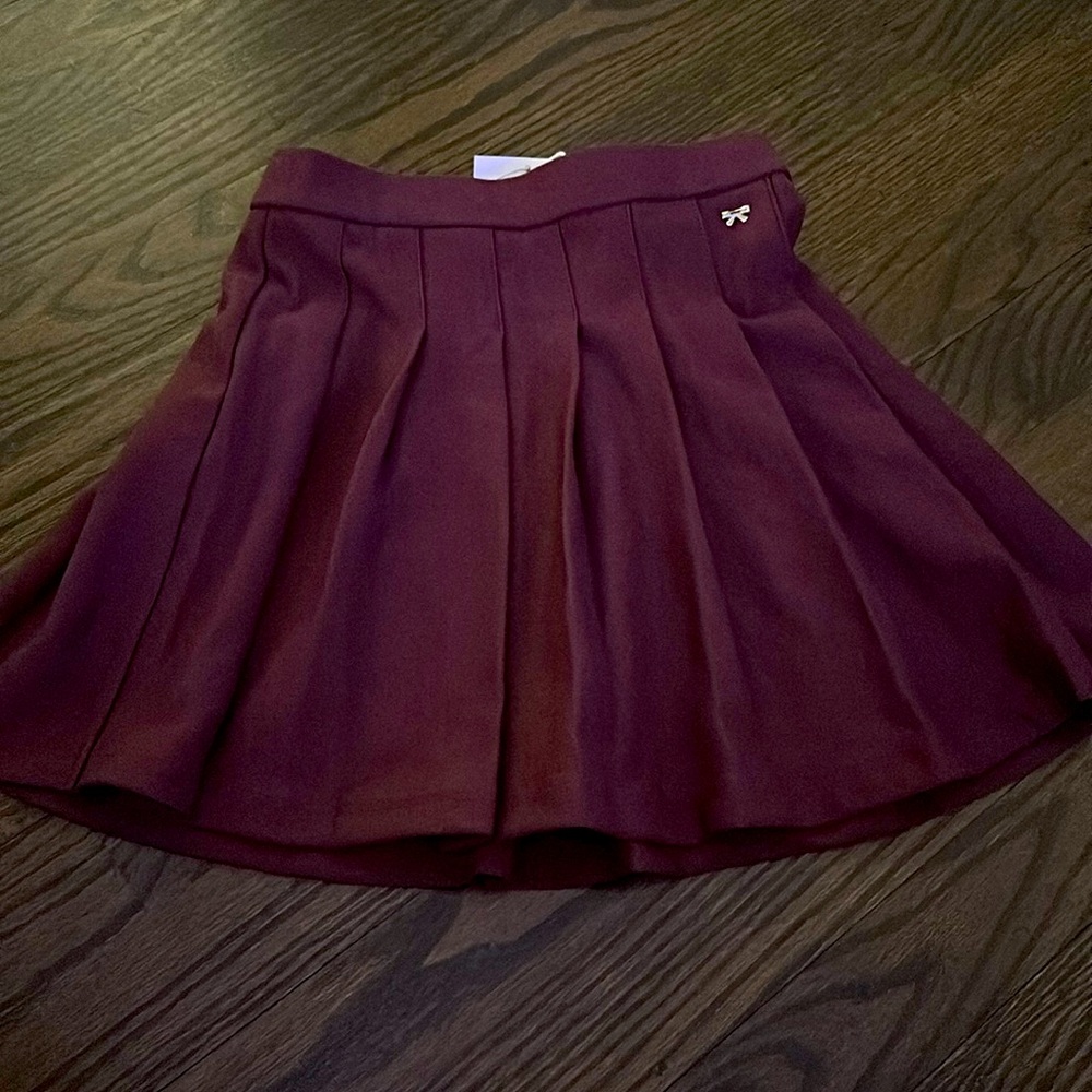 NWT Zara girls burgundy pleated skirt sz 8